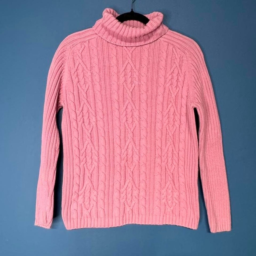 Vintage 90s Turtleneck Women's Size Medium Pink Karen Scott‎ 100% cotton Sweater